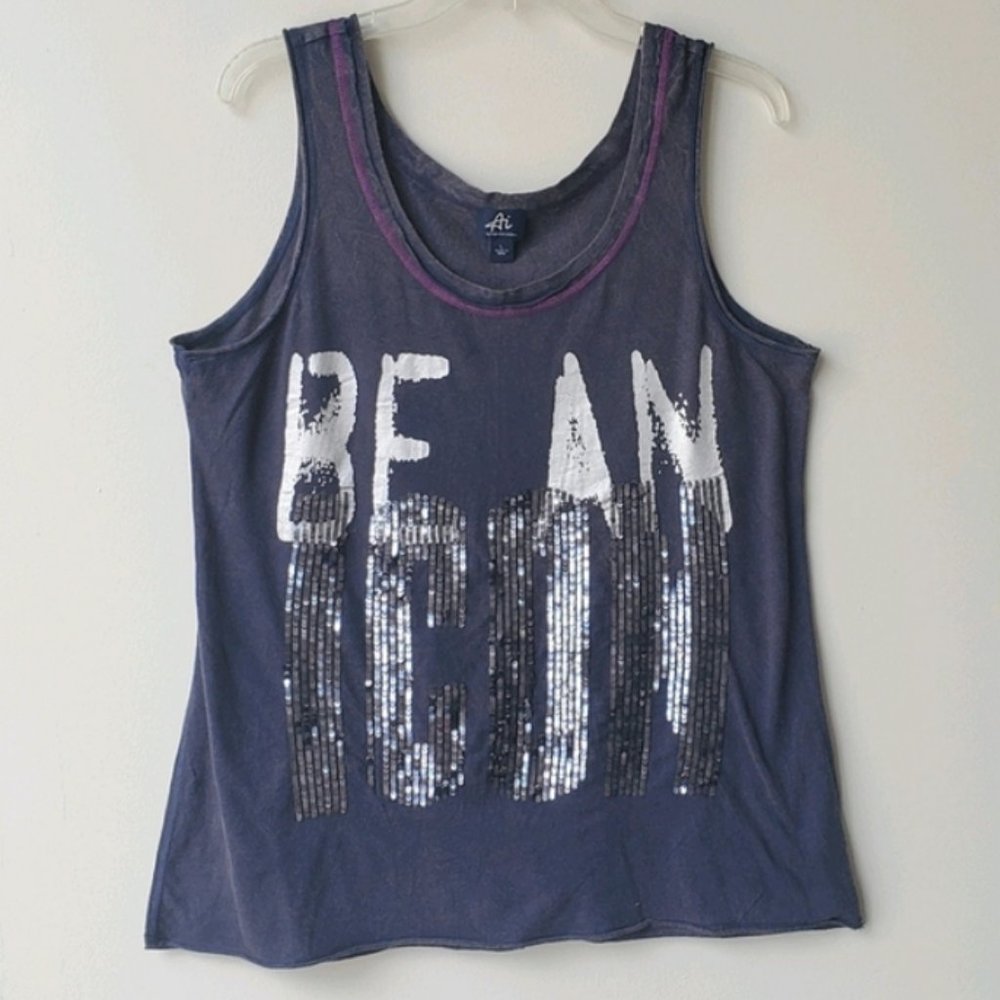 Authentic Icon Be an Icon Sparkle Glitter Tank Top Size Small